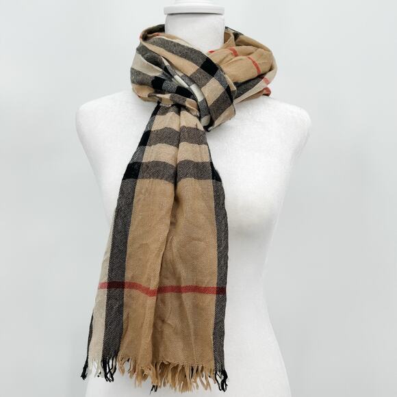 Burberry Accessories - Burberry Scarf Gauze Lightweight Authentic Beige Plaid Nova Check Long Oversized